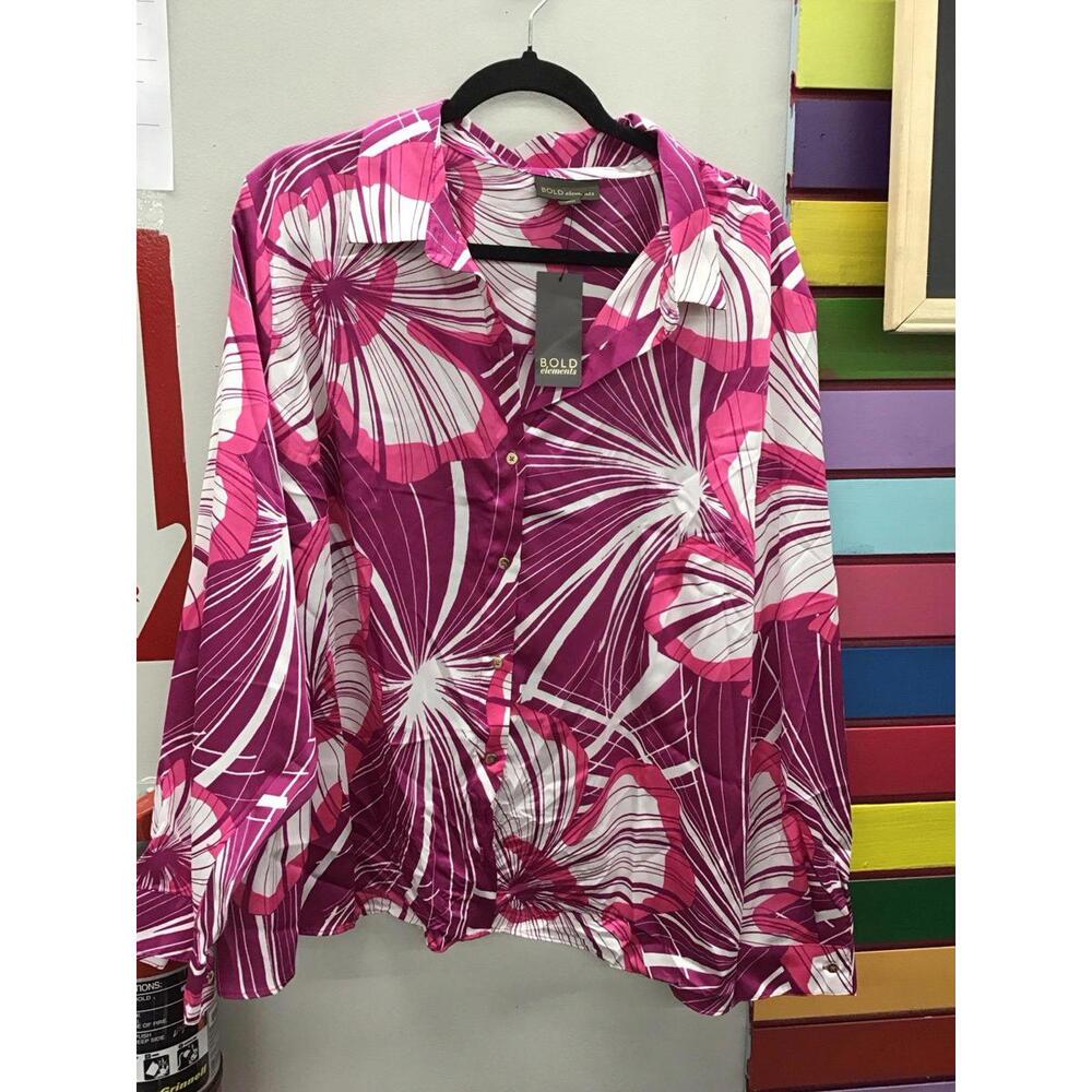 Bold elements woman’s button blouse size 2X pink … - image 1